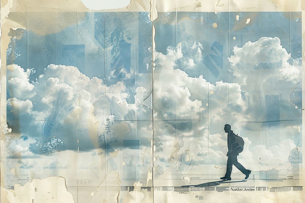 God clouds walking ephemera border backgrounds drawing collage.
