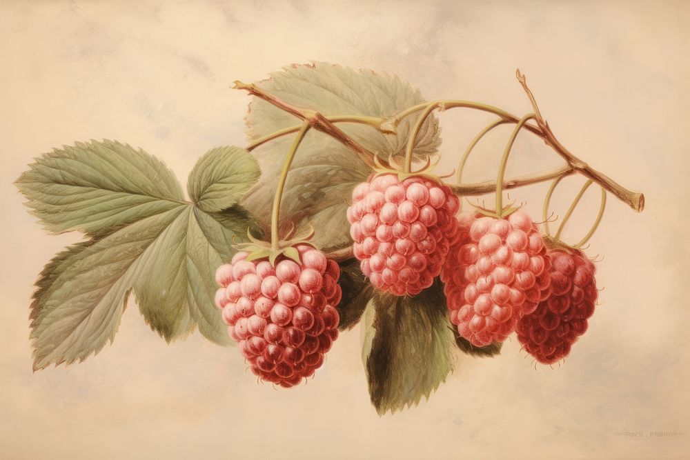 Close up on pale a berry raspberry painting fruit.
