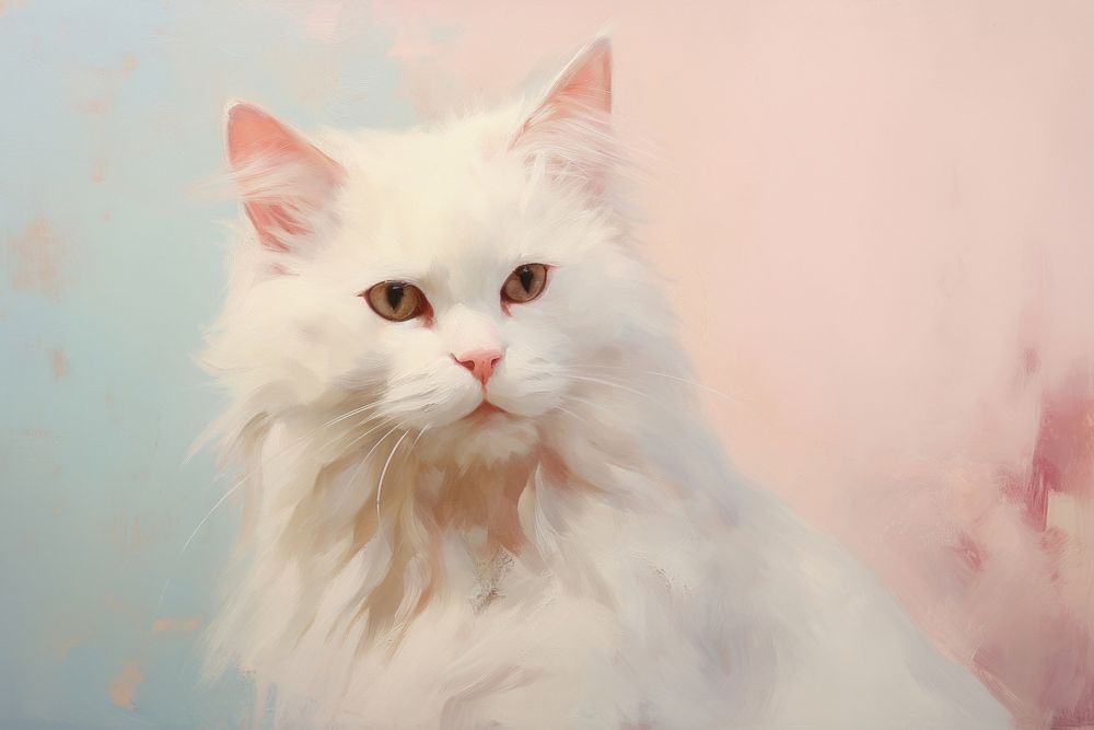 Close up on pale a cat painting mammal animal.