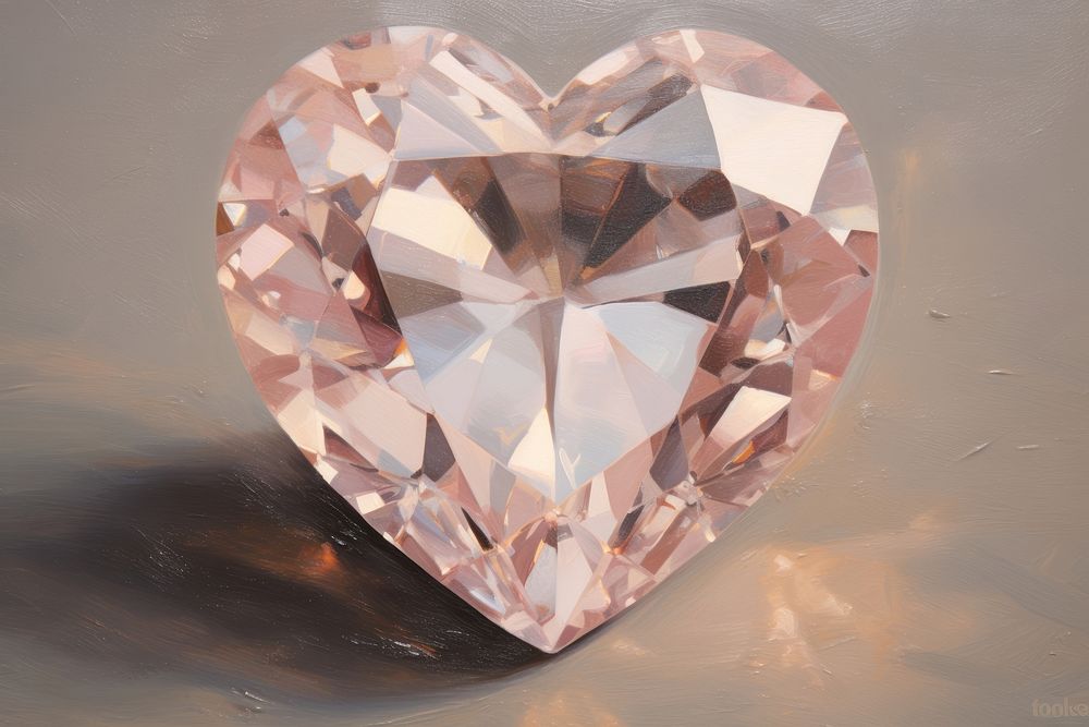 Close up on pale diamon Heart gemstone jewelry diamond.
