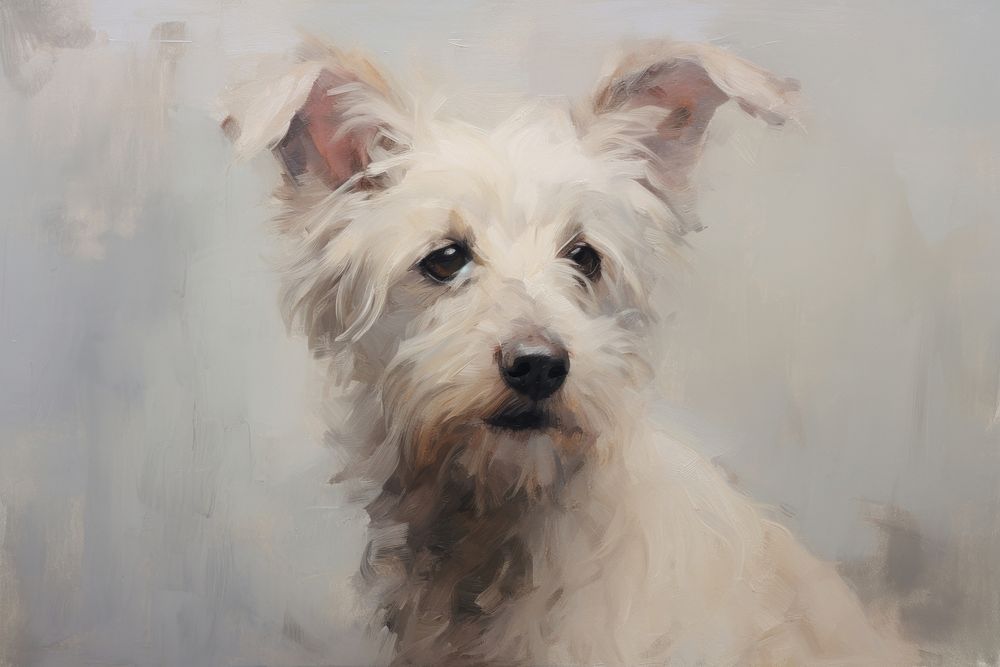 Close up on pale a dog painting terrier mammal.