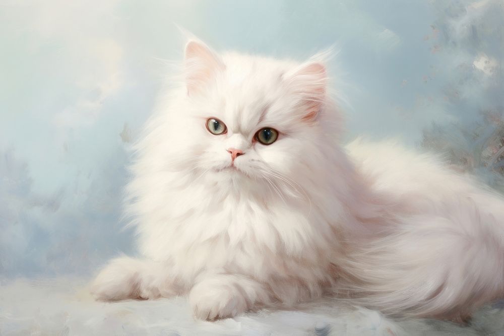 Close up on pale Persian cat animal mammal pet.