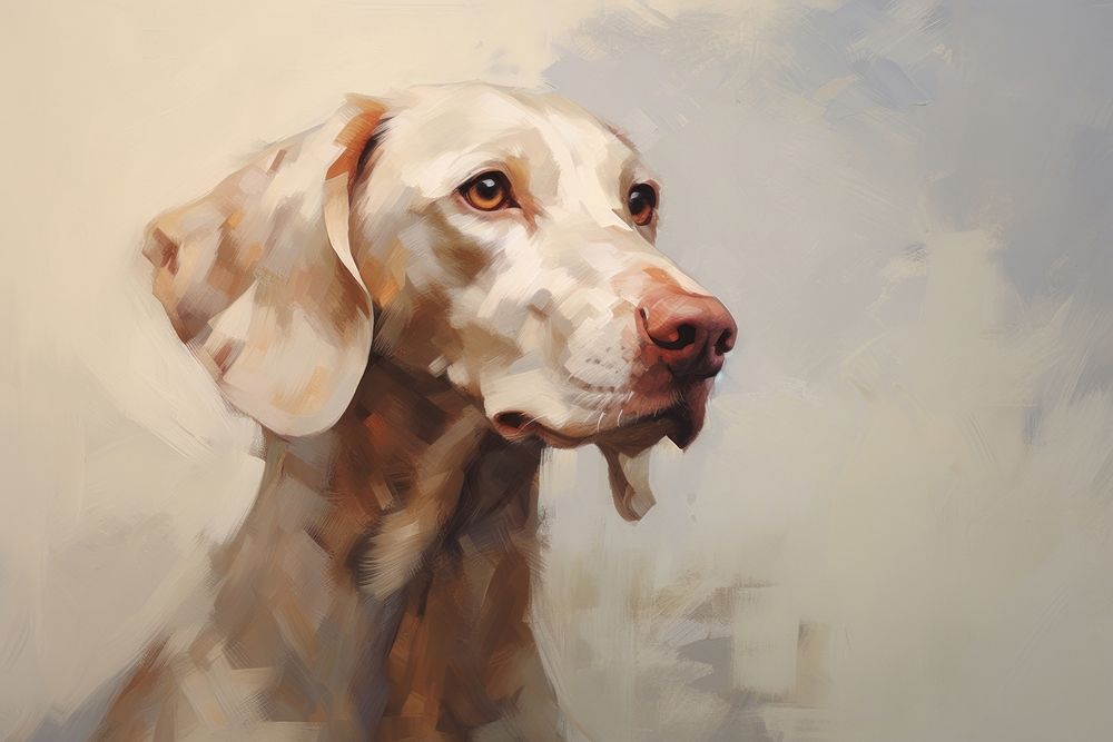 Close up on pale Dog painting dog animal.