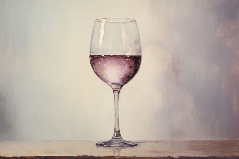 Close up on pale a wine glass painting drink refreshment.