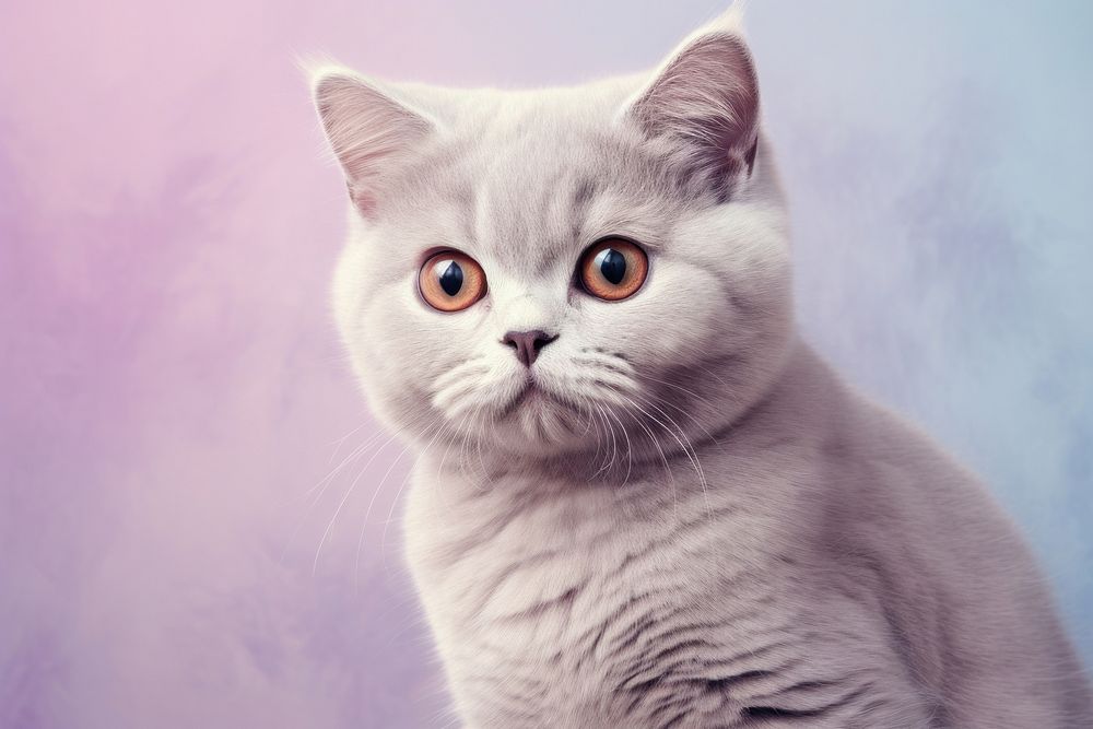 Close up on pale British Shorthair cat animal mammal kitten.