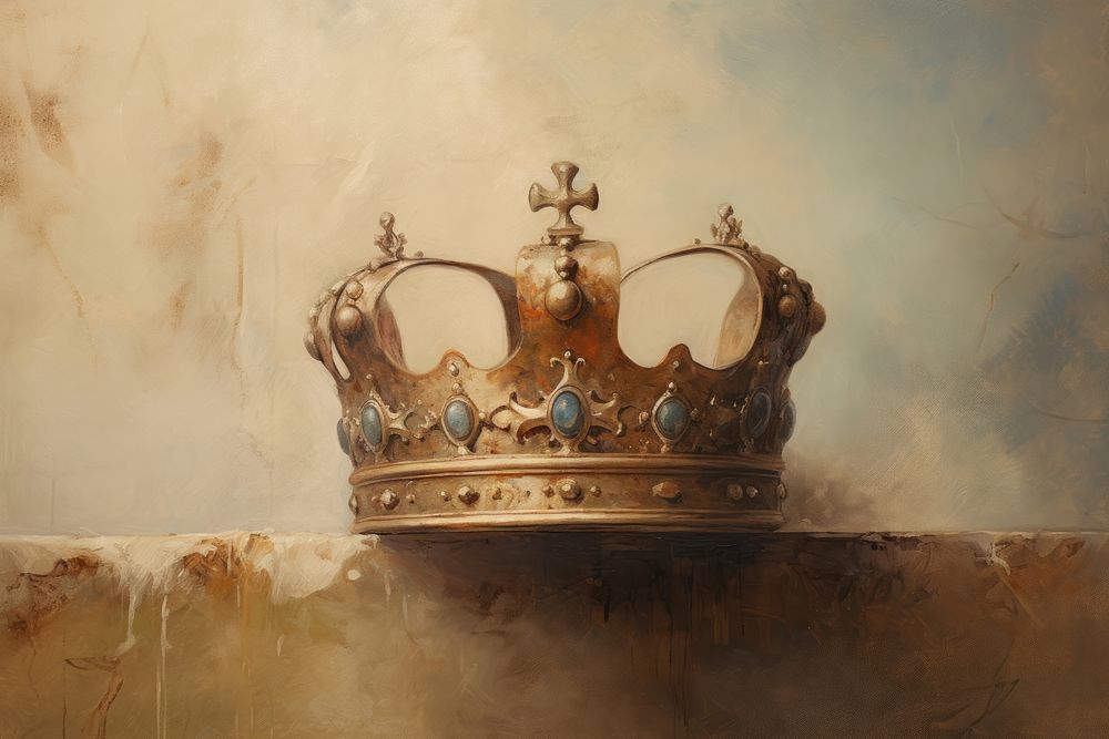 Close up on pale Crown crown painting old.