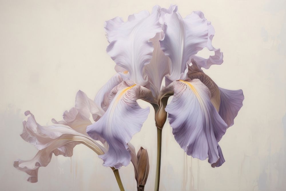 Close up on pale a iris flower painting blossom petal.