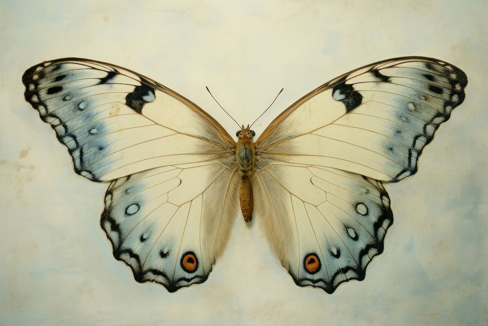Close up on pale Butterfly butterfly animal insect.