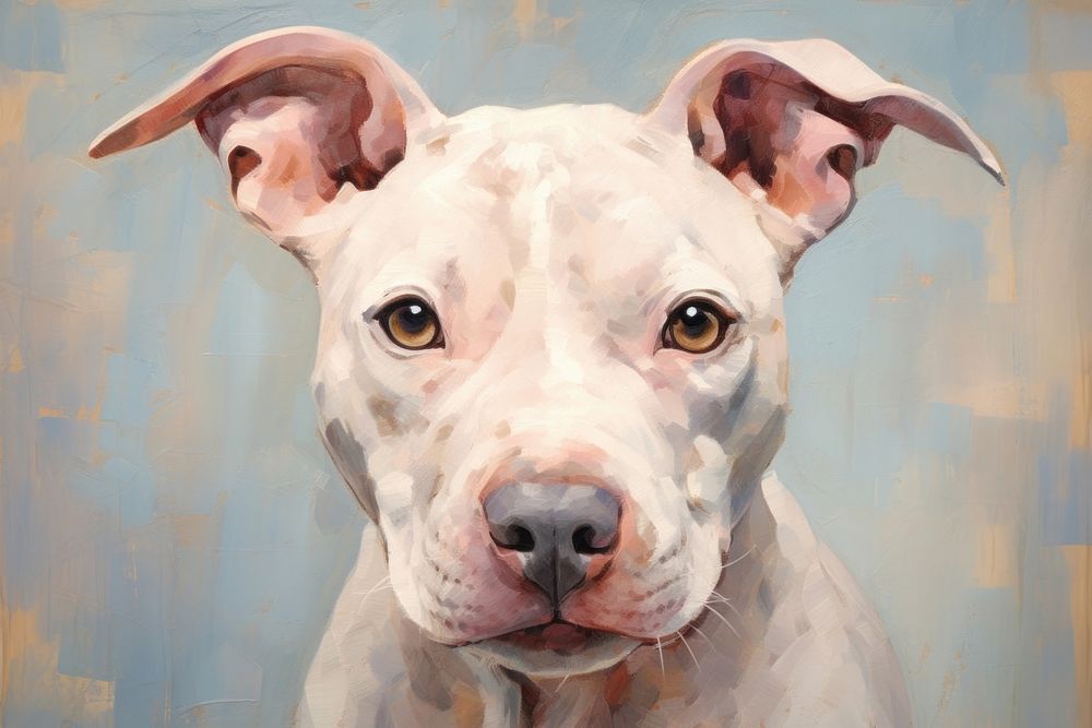 Close up on pale Pitbull pitbull painting bulldog.
