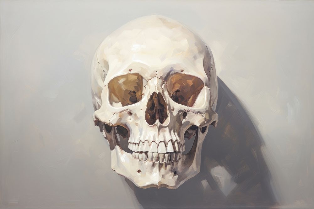 Close up on pale Diamon Skull painting anthropology anatomy.