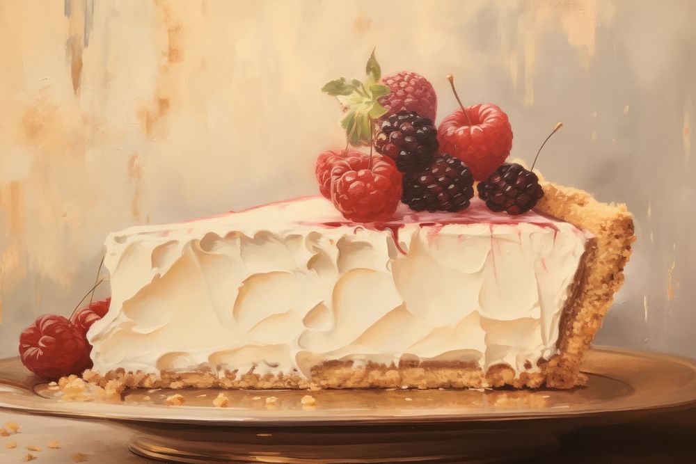 Close up on pale a dessert cheesecake raspberry cream.