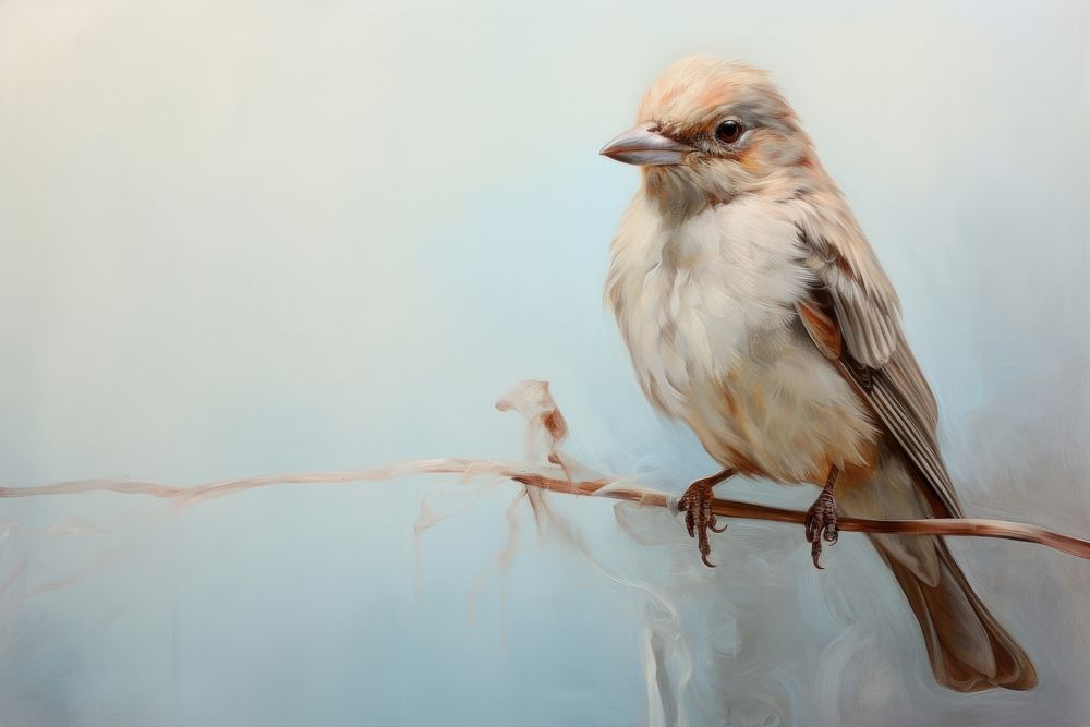 Close up on pale Bird bird painting sparrow.