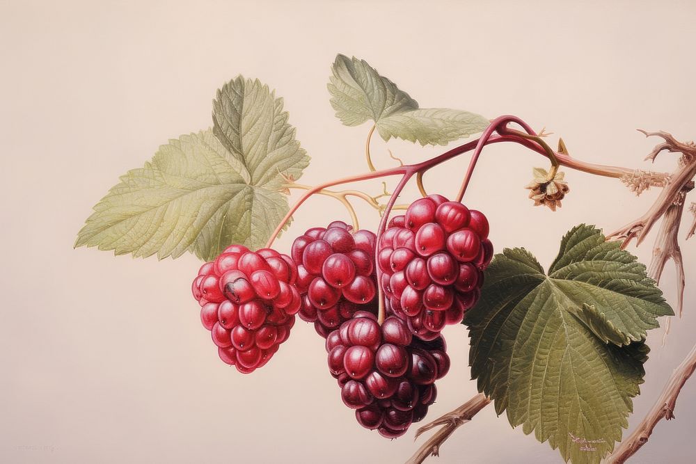 Close up on pale a berry blackberry painting fruit.