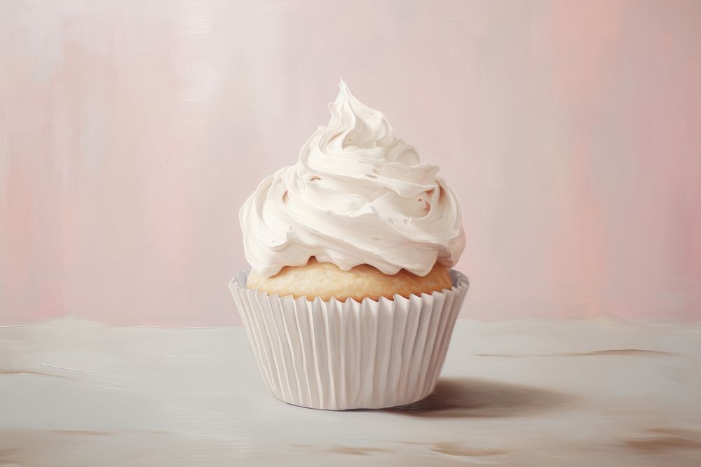 Close up on pale a cupcake dessert cream food.