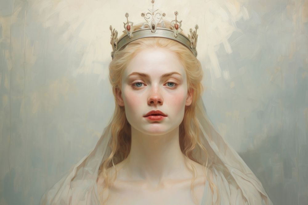 Close up on pale woman Crown painting portrait crown.