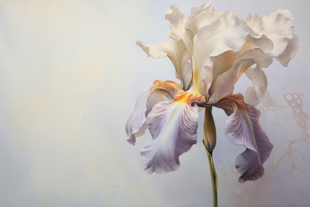 Close up on pale a iris flower painting blossom petal.