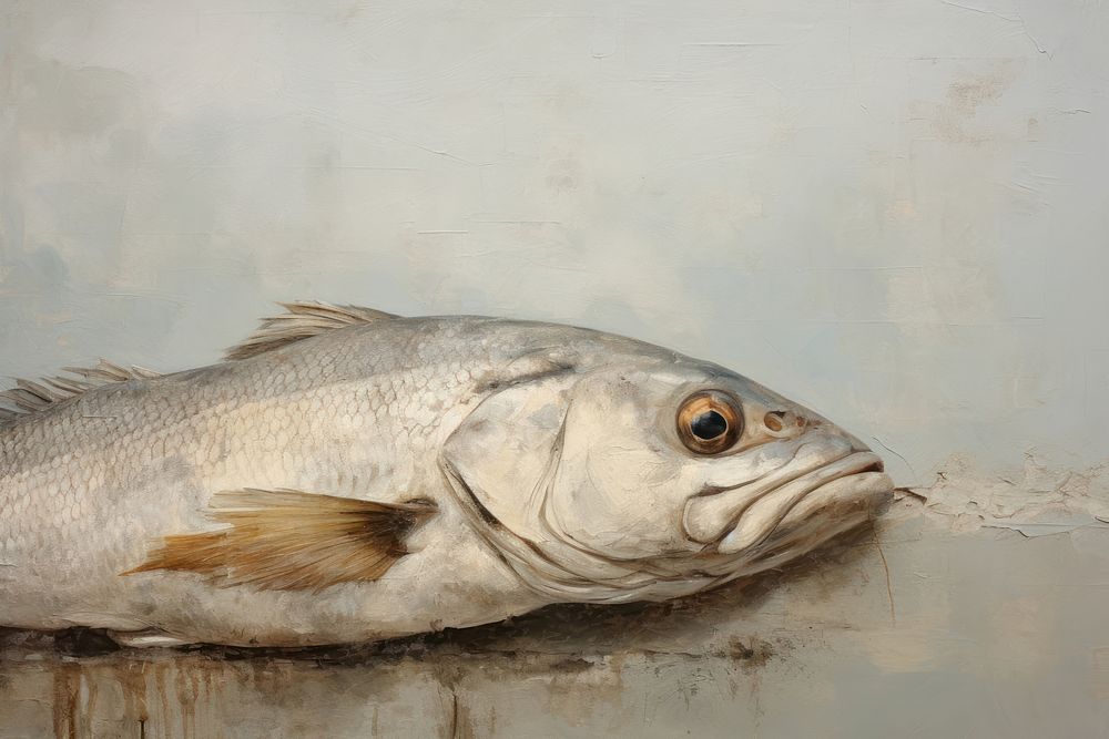 Close up on pale Fish fish painting seafood.