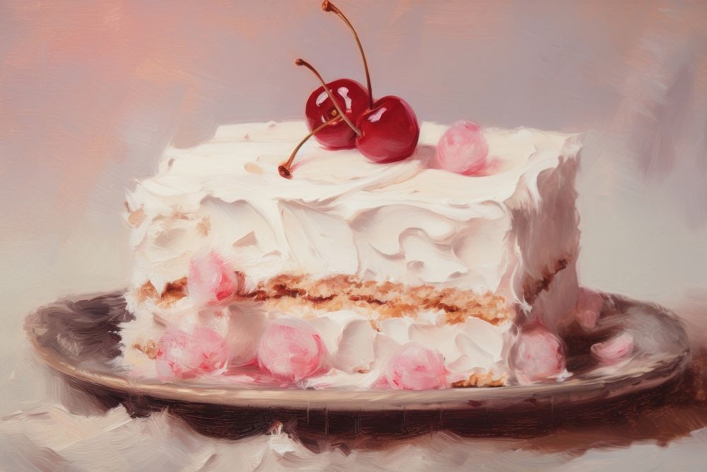 Close up on pale a dessert cream food cake.