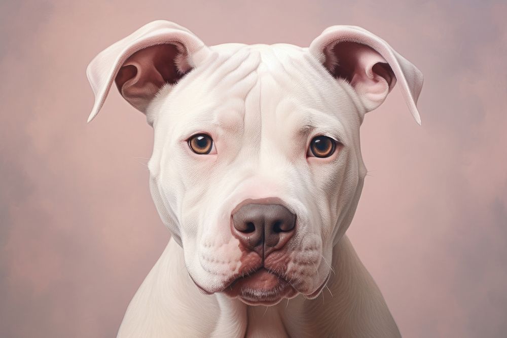 Close up on pale Pitbull pitbull bulldog mammal.