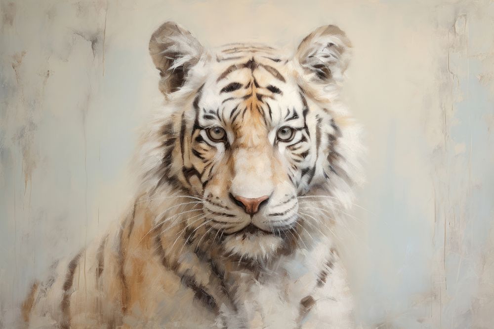 Close up on pale Tiger tiger wildlife painting.