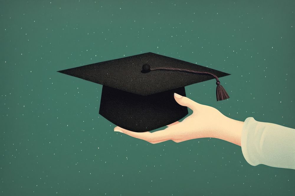 Graduation cap holding adult green.