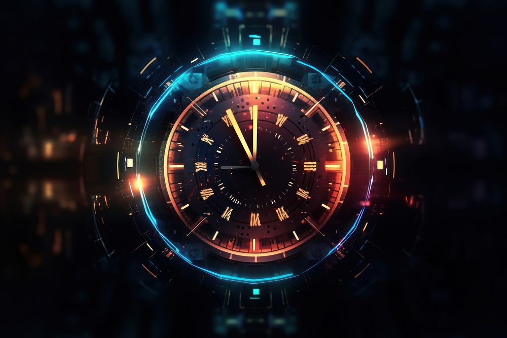 Abstract background technology wristwatch clock.