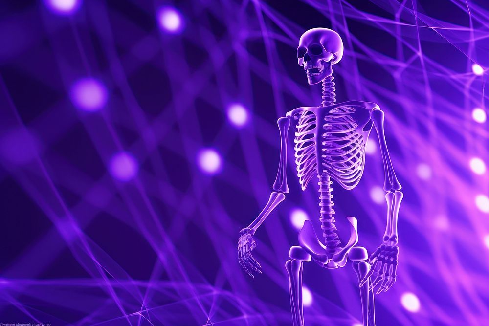 Abstract background skeleton purple tomography.