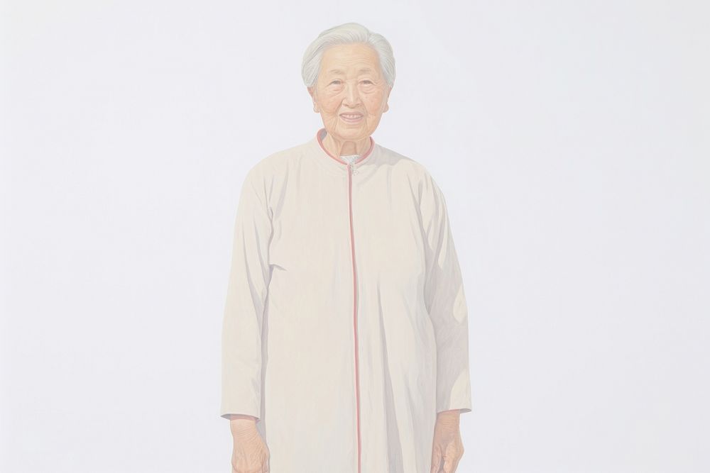 Grandmother adult white background retirement.