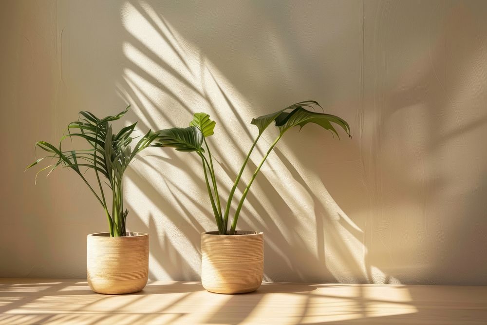 Indoor plant pots at home windowsill interior design houseplant.