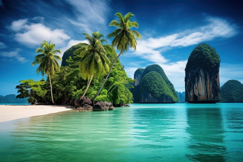 Tropical island in thailand landscape outdoors tropics.