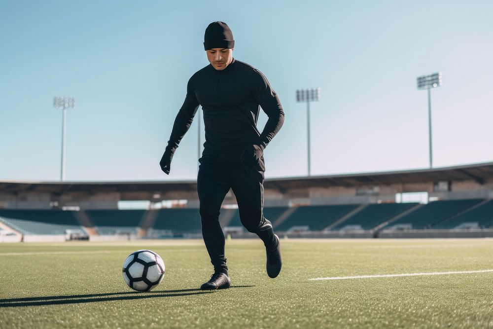 Young man playing soccer football sports adult.