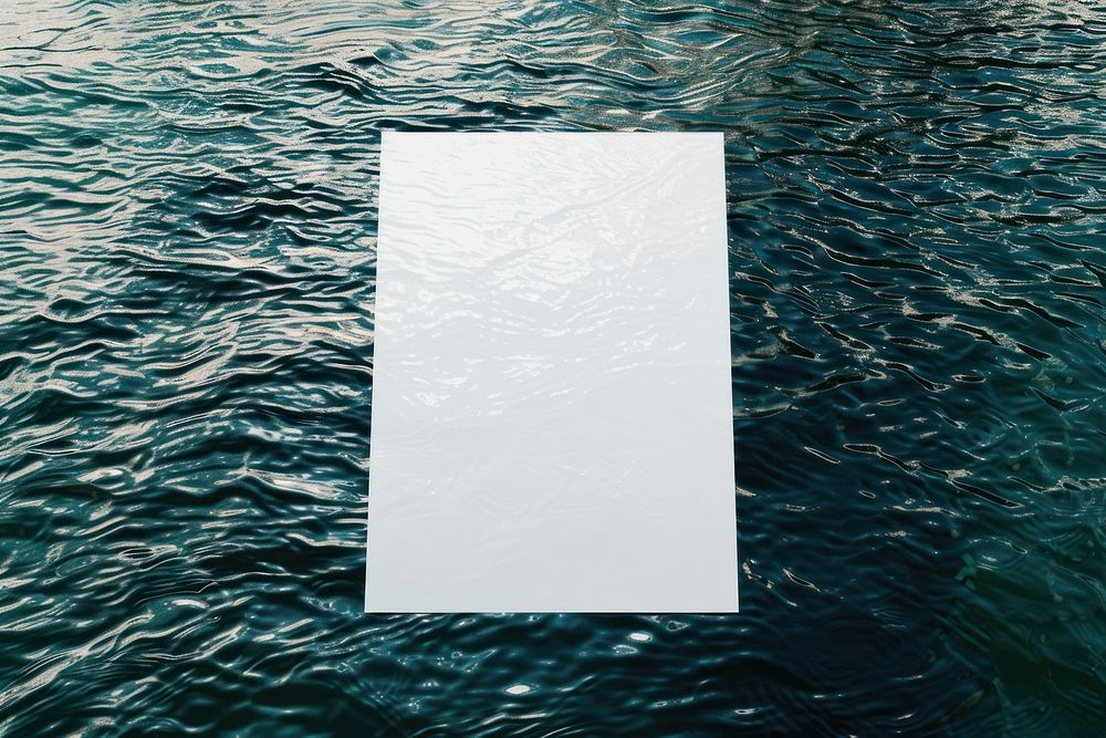 Poster on water surface mockup outdoors paper transportation.