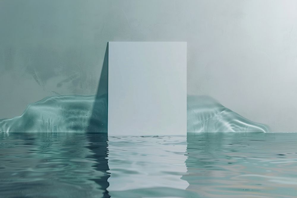 Poster on water surface mockup iceberg nature underwater.