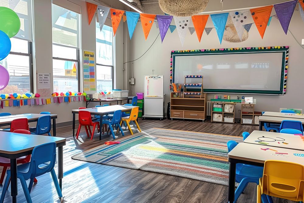 Elementary classroom architecture furniture building.