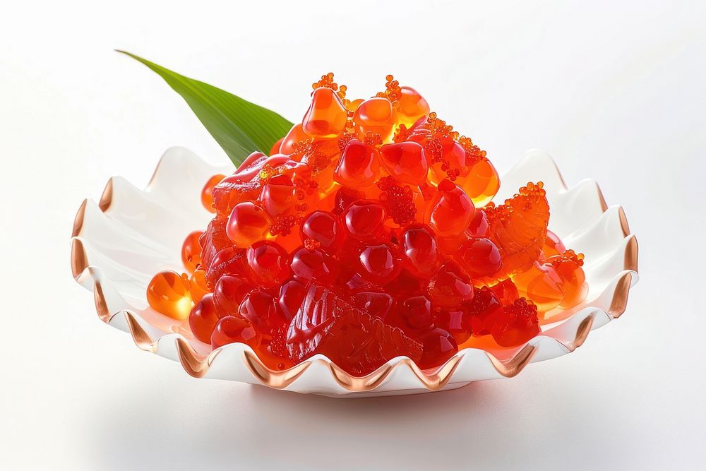 Ikura gunkan sushi dessert fruit plant.