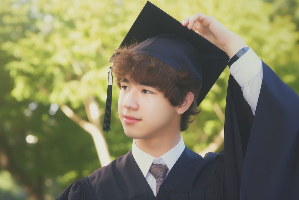 Person holding graduation hat student person day.