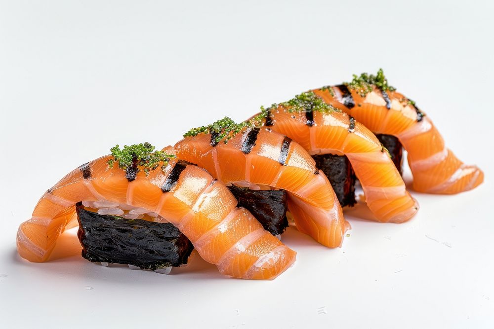 Salmon sushi seafood rice dish.