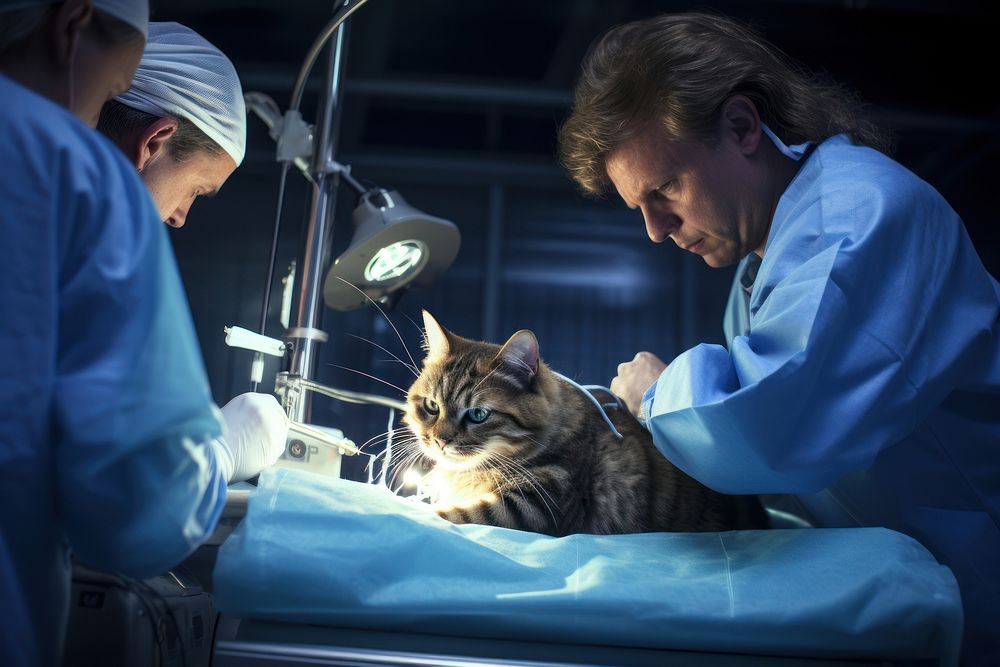 Veterinarians making ultrasound veterinarian hospital animal.
