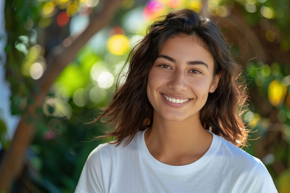Hispanic woman volunteer smiling dimples person female.