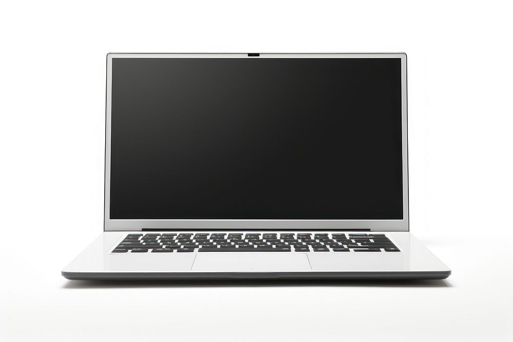 Laptop computer screen white background.