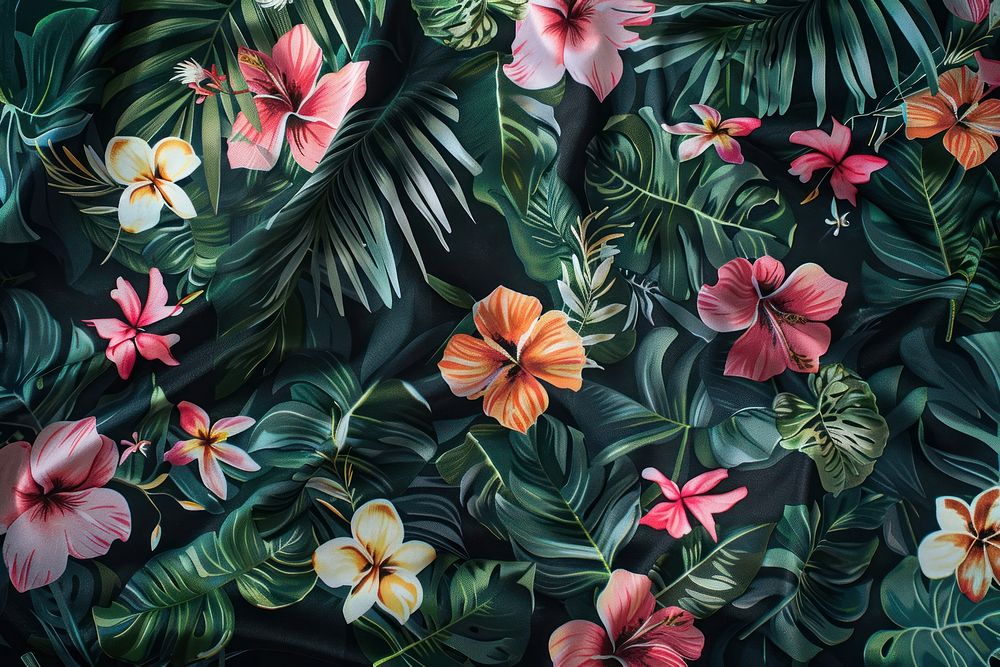 Modern exotic floral jungle pattern backgrounds outdoors nature.