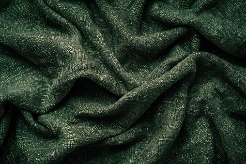 Dark green linen backgrounds texture crumpled.