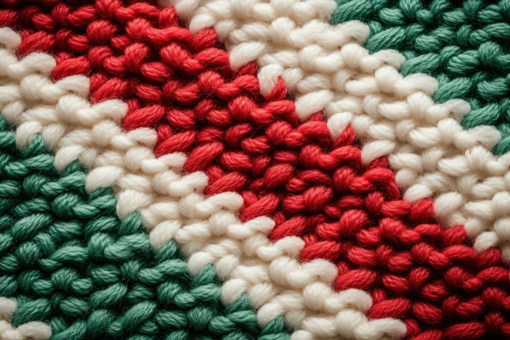 Green red white wool backgrounds pattern embroidery.