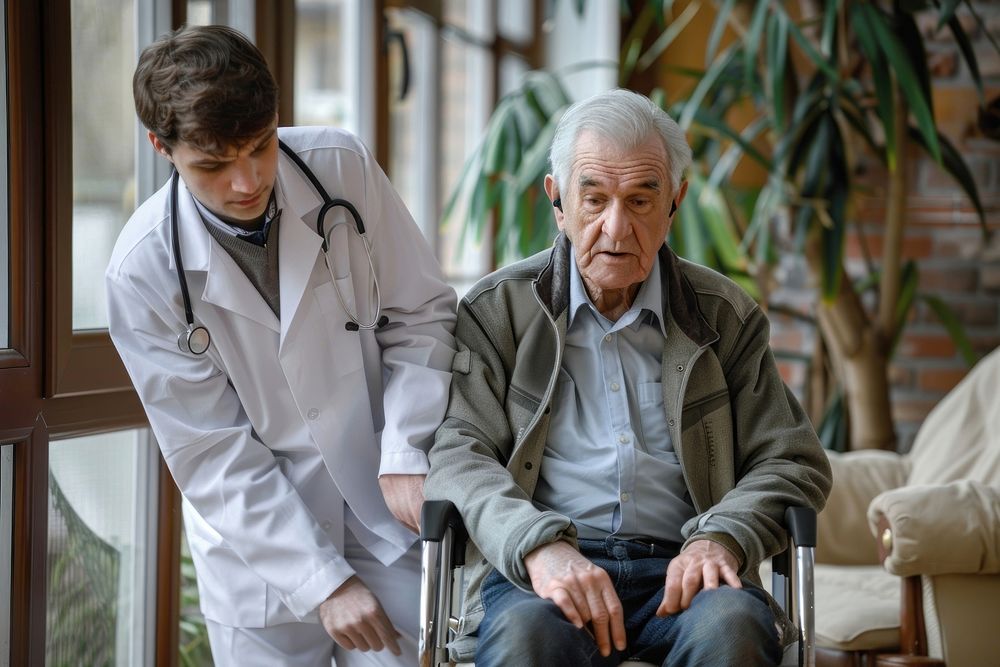 Older man doctor adult togetherness.
