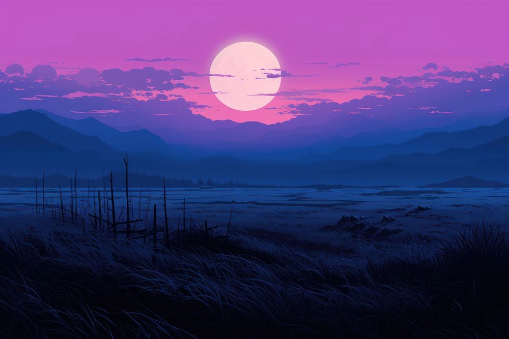 Apocalyptic grassland purple landscape astronomy.