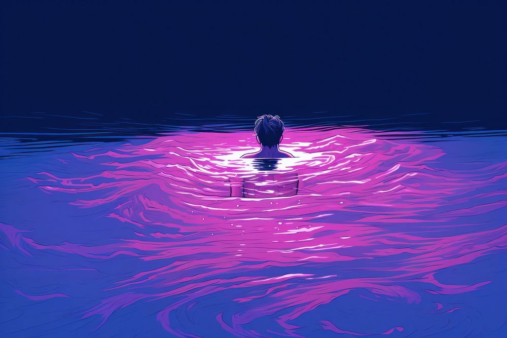 Male floating swimming purple outdoors.