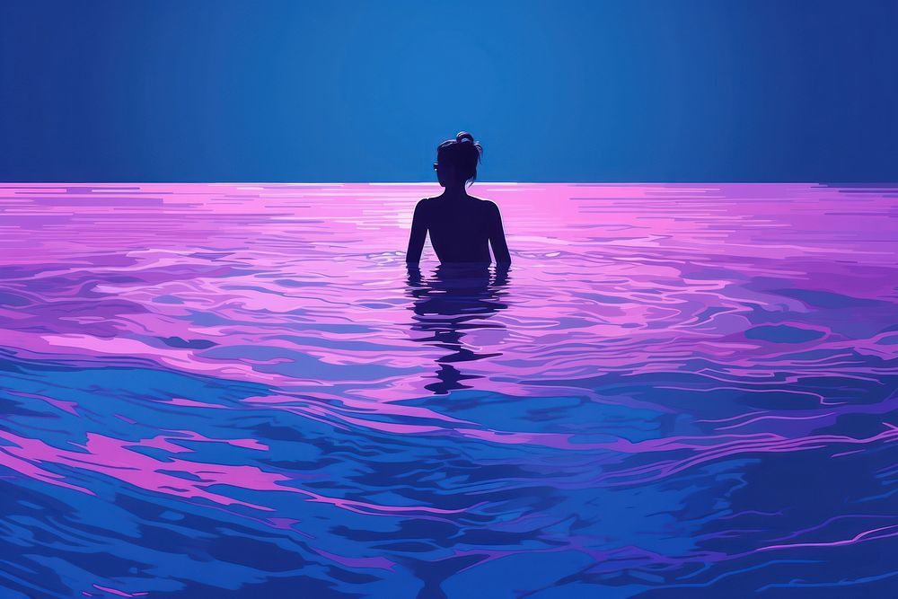 Male floating swimming nature purple.