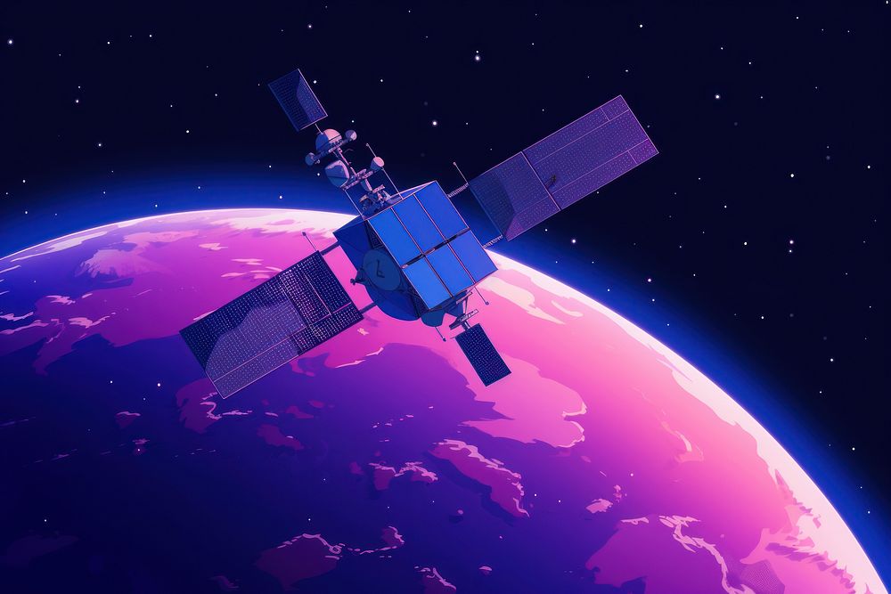 Satellite astronomy purple space.