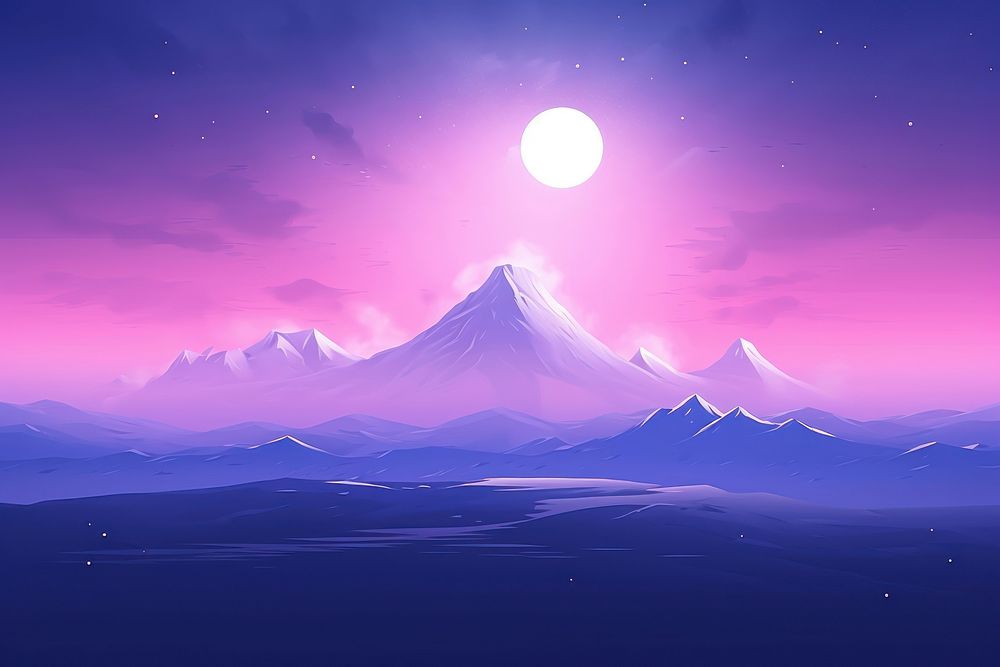 Snowy mountain purple landscape astronomy.