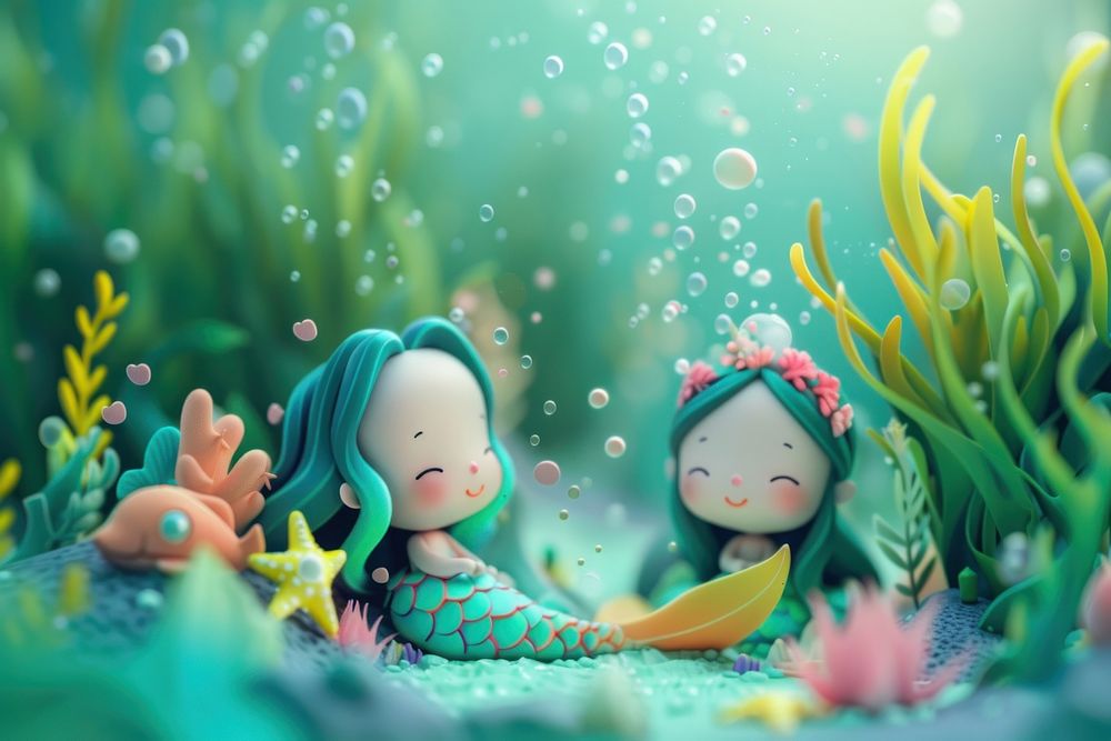 Cute mermaid background cartoon outdoors toy.